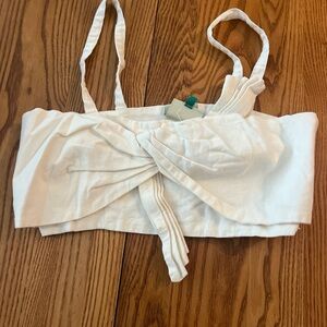 FARM Rio White Knotted Crop Top